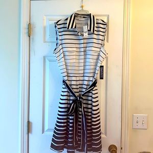 Black and white striped sleeveless dress